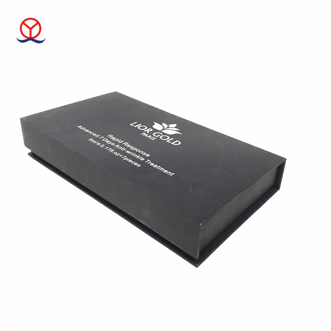 Cardboard paper custom design sliver logo handmade luxury white foam insert small black magetic stash box