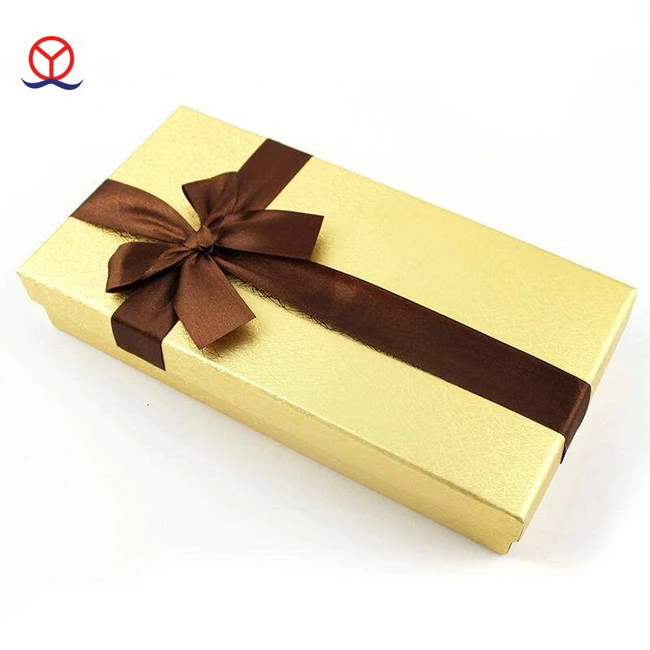 custom design cardboard paper art ribbon decorate wholesale handmade gold paper gift box
