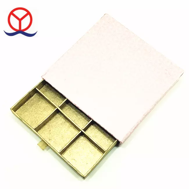 custom design thin cardboard wholesale black drawer chocolate box with paper divider
