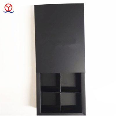 custom design thin cardboard wholesale black drawer chocolate box with paper divider